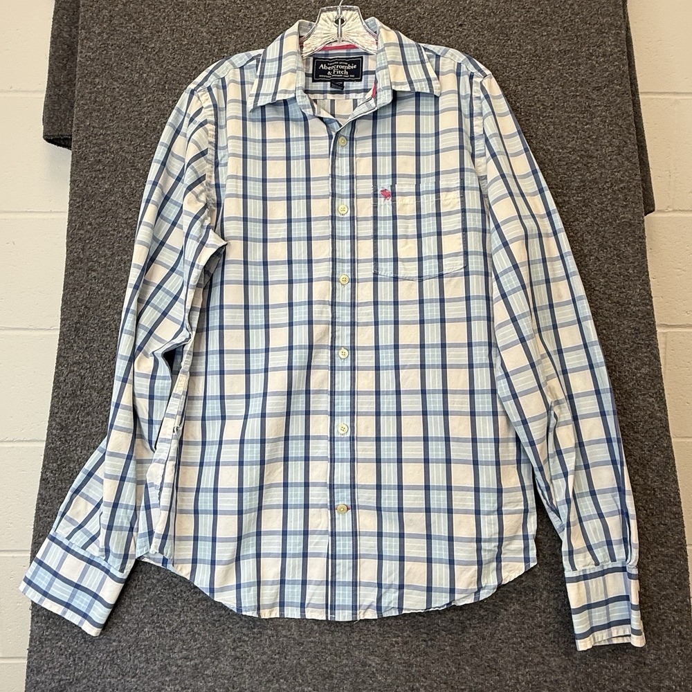 Abercrombie & Fitch Shirt Mens Large Blue Plaid Preppy Button Down Casual Top